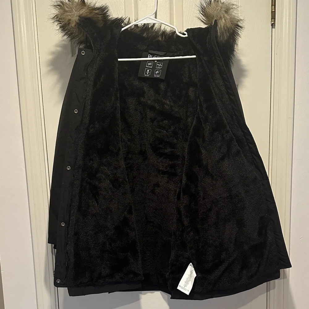 Black Parka with Faux Fur Hood